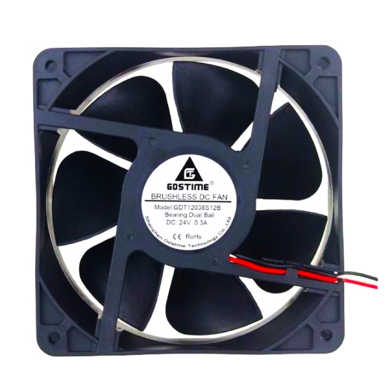 DC 24V 12038 Cooling Fan - 120x120x38 mm Cooler (Black)