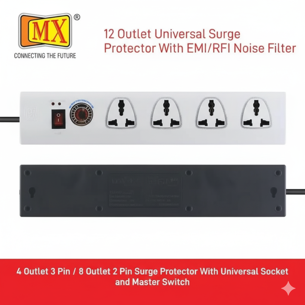 MX UNIVERSAL 12 Way MX-3510 Surge Protection Board 12 Socket Extension Boards  (White, 1.5 m) - Image 2