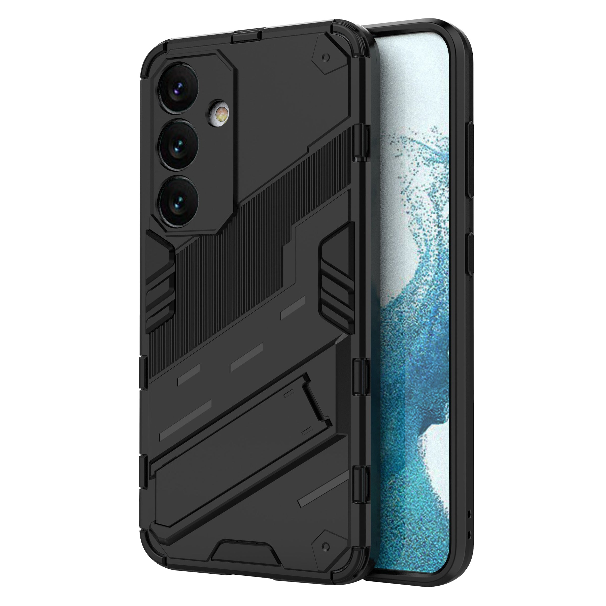 Samsung Galaxy S24 Case PC+TPU Kickstand Phone Cover - Black - Image 5