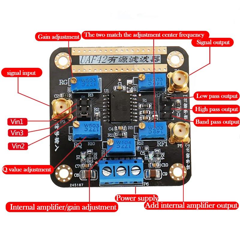 UAF42 Universal Active Filter Module High/Low/Band Pass Active Filter Module With Tunable Frequency - Image 3